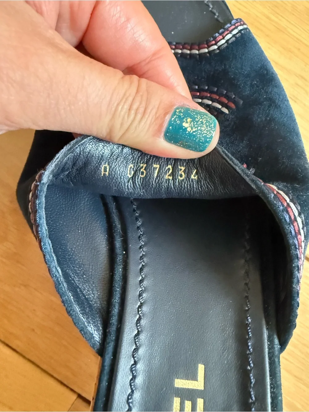 CHANEL suede slide